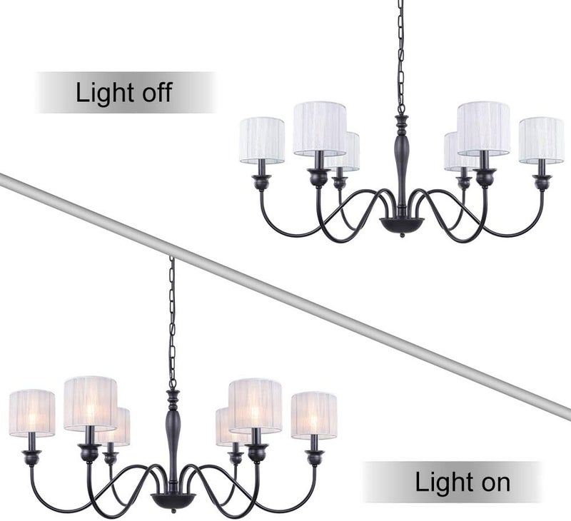 Wellmet Small Chandelier Lamp Shades,ONLY FOR CANDLE BULBS,Clip-on Fitter White Lamp Shades,Set of 6, 5.5"x5.5"x 5", Gauze White - Image 4